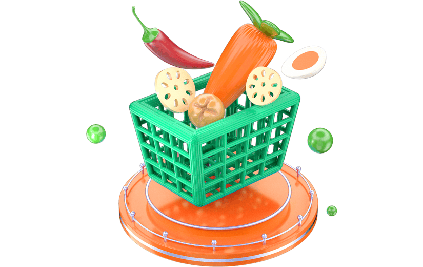 绿色清新瓜果蔬菜3D元素