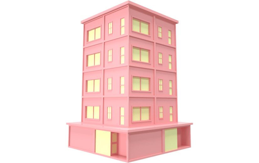 c4d清新创意游乐园粉色高楼3d元素