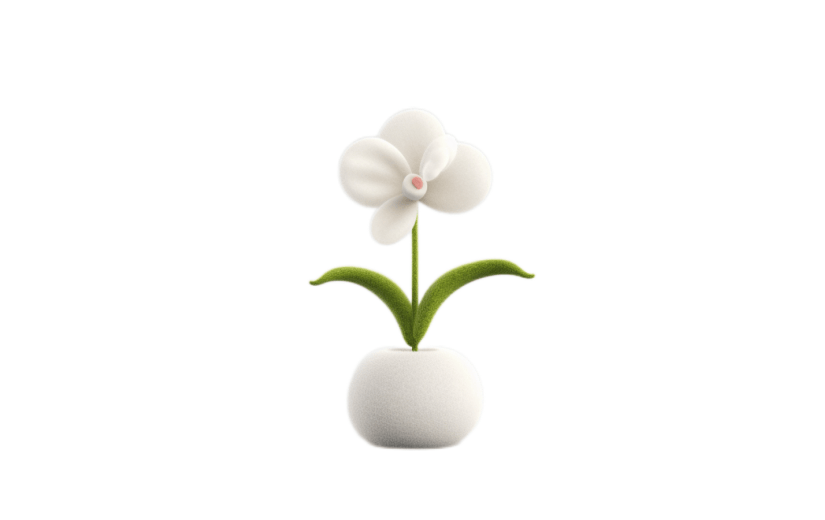 3D风格毛绒小白花宣传3D元素