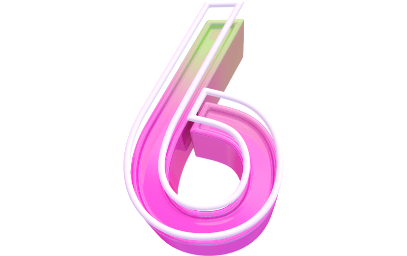 元素卡通3D倒计时数字6
