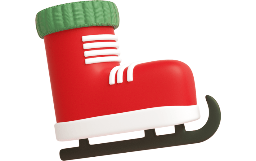 元素C4D立体红色卡通圣诞节滑冰鞋