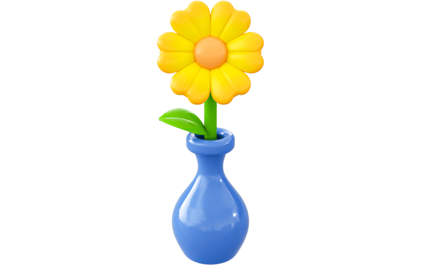 元素3D卡通插花花瓶摆件