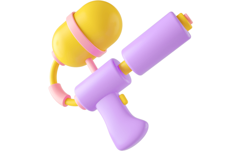 元素C4D立体紫色卡通儿童节水枪玩具