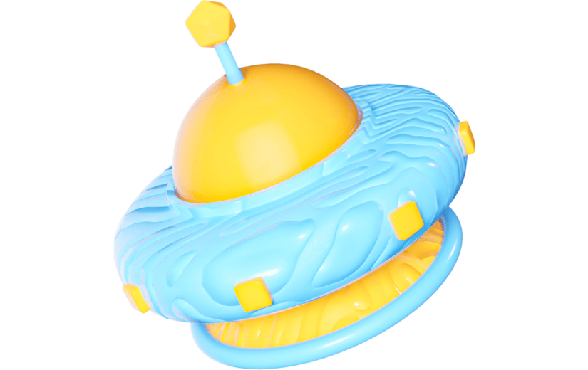 3D元素卡通科技宇宙飞船UFO