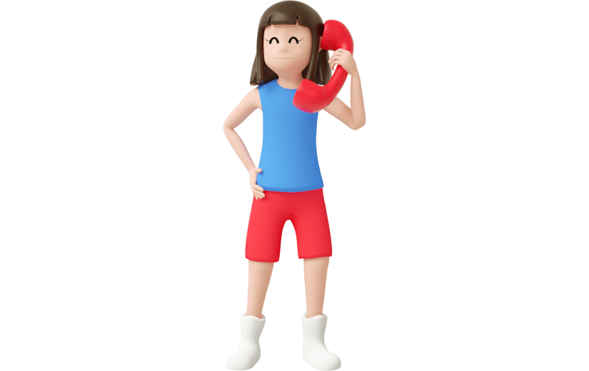 元素C4D立体红色唯美女生打电话