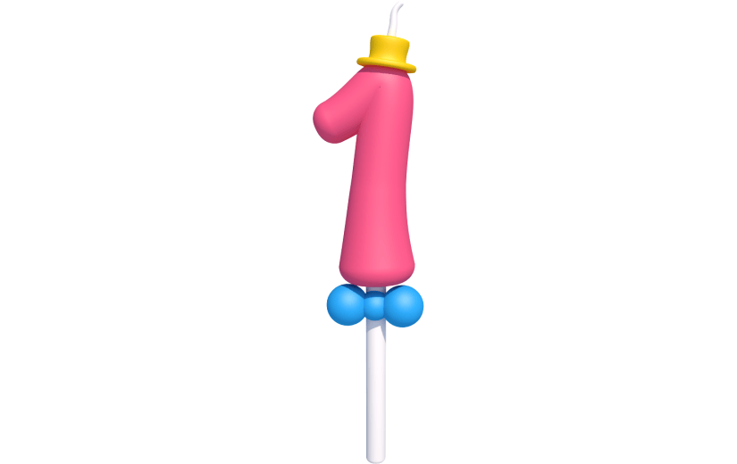 元素卡通3D数字生日蜡烛