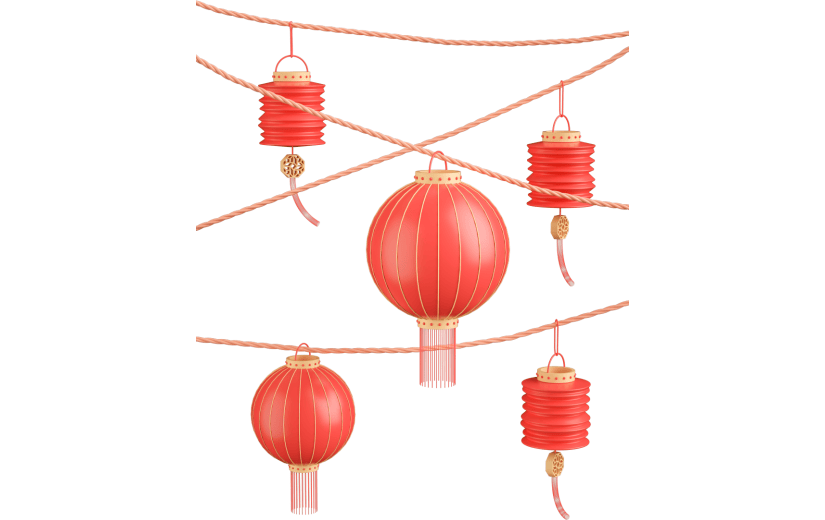 元素 C4D3D立体灯笼组合元素
