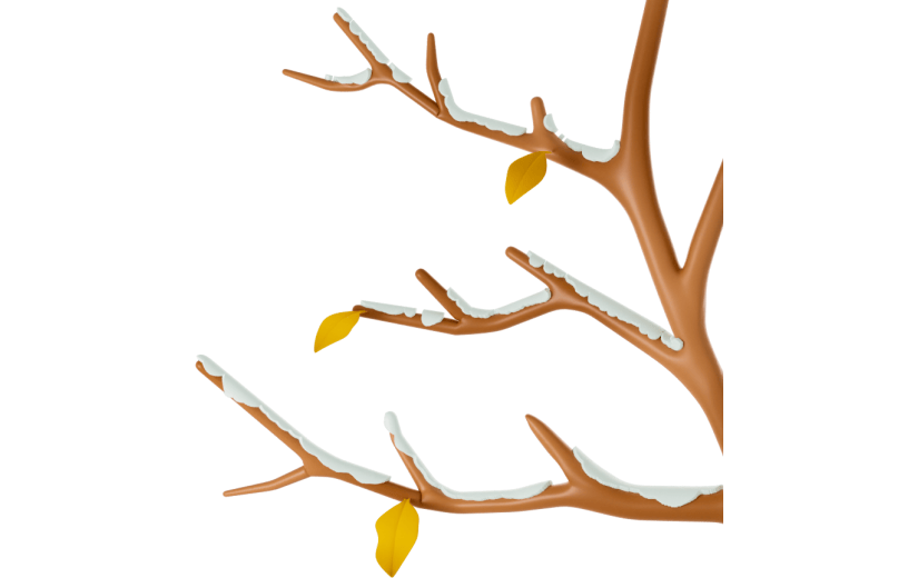 元素3D冬季植物霜枝