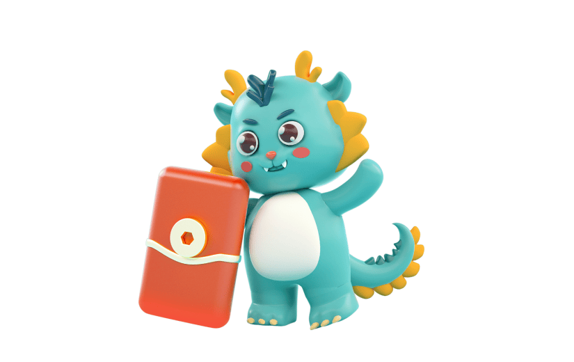蓝色卡通龙年3D元素