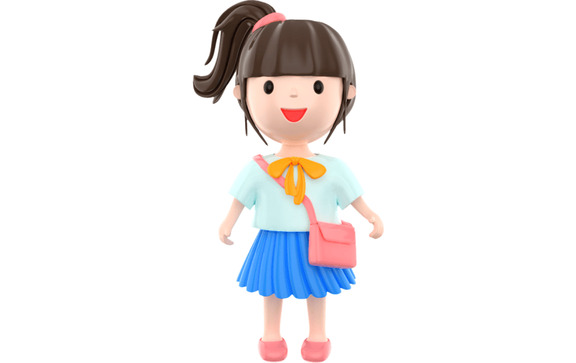 元素3D立体开学季上学小女孩