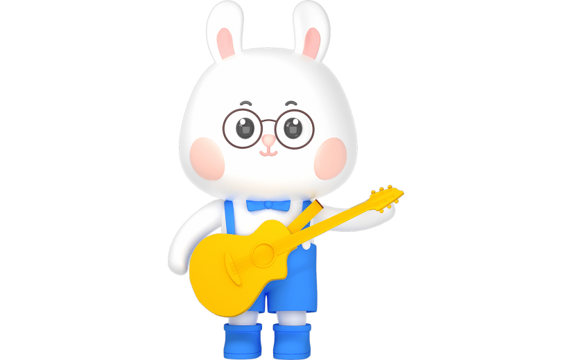 C4D男生背带兔子弹吉他3D元素