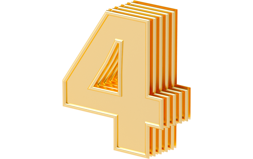 元素3D立体金色数字4