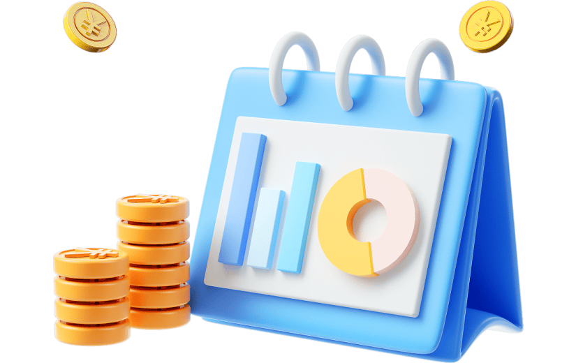 蓝色金融风格日历数据图表3D元素