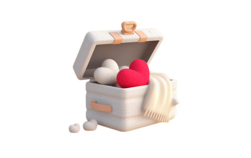 3D风格爱心礼物盒宣传3D元素