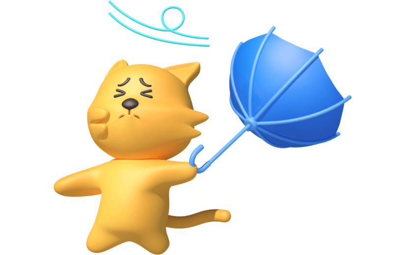 元素卡通3D被风刮的猫咪