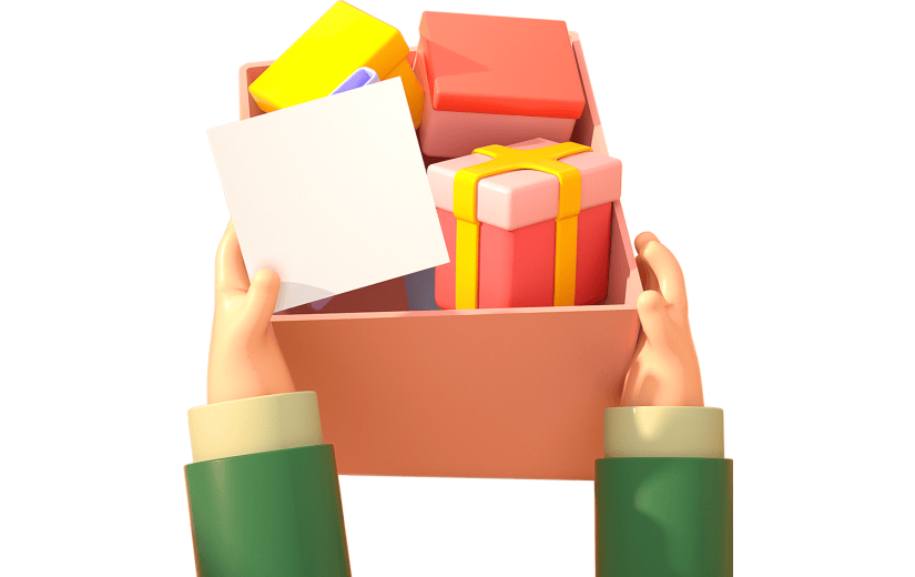 卡通风教师节礼盒贺卡3D元素