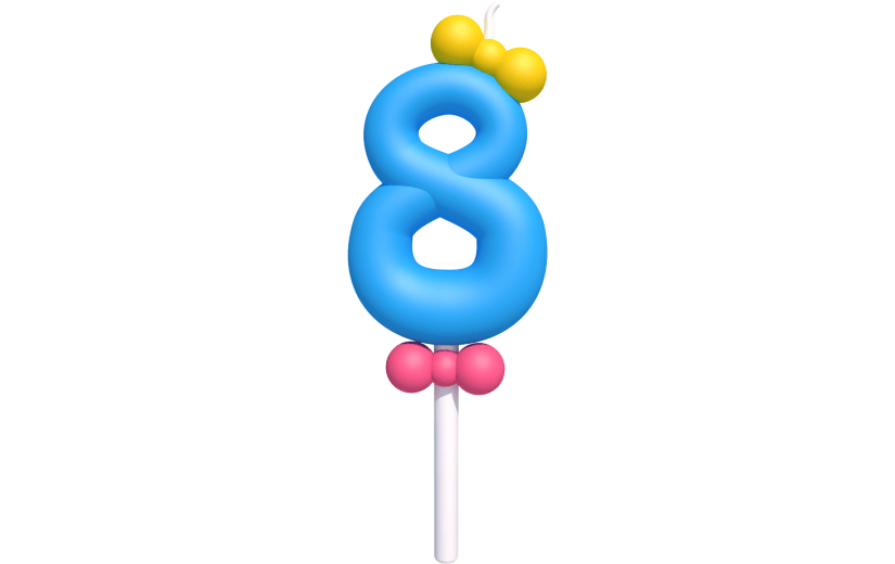 元素卡通3D数字生日蜡烛