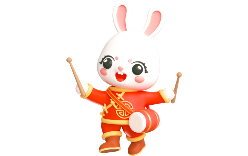 元素卡通3D年味兔子