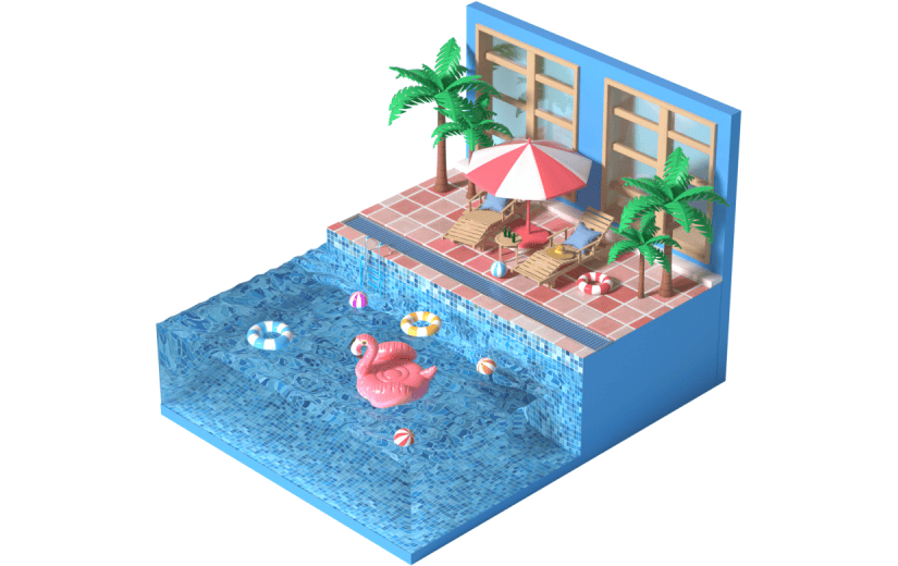 元素夏日游泳池小清新