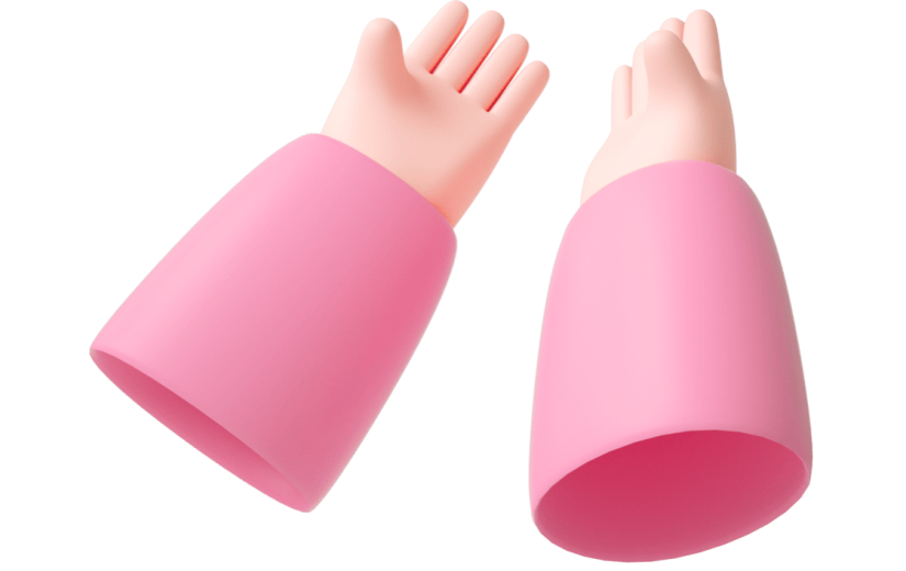 元素C4D立体粉色卡通双手