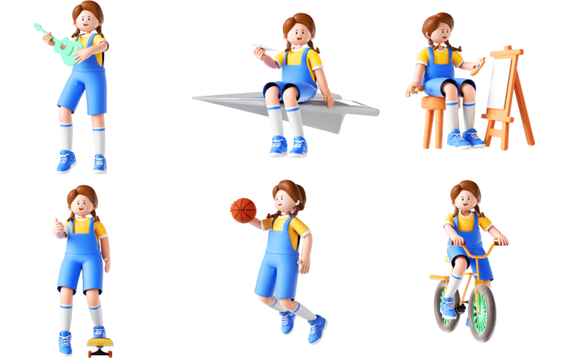 【自行裁剪】简约风青年节女孩3D元素