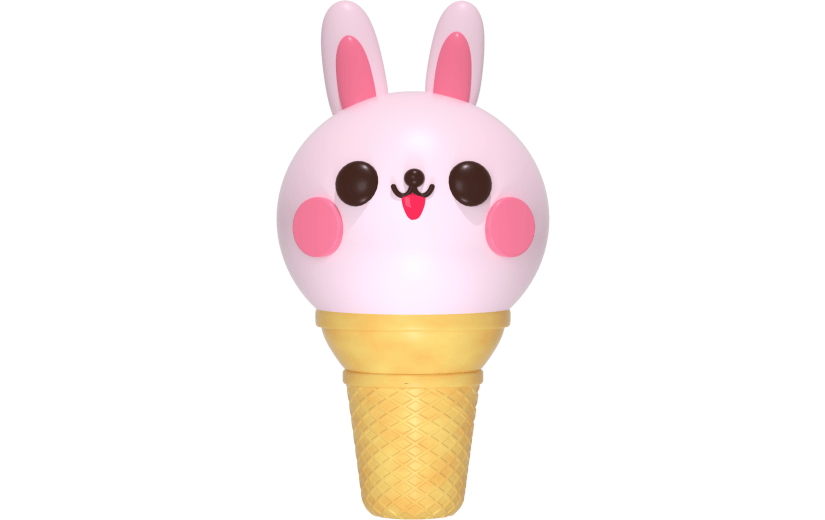 3d创意小兔子冰淇淋冷饮