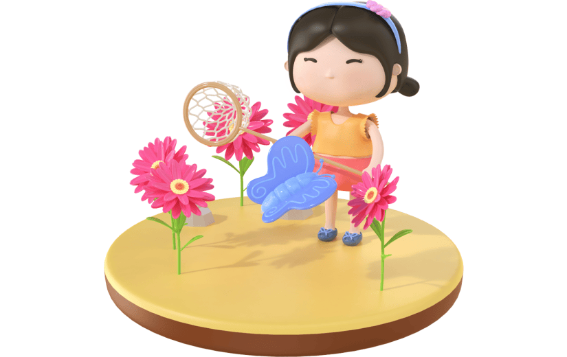 元素3D立体秋天扑蝶