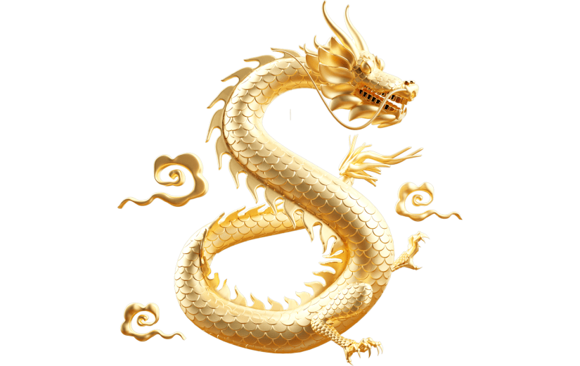 金色龙年中国龙祥云3D元素