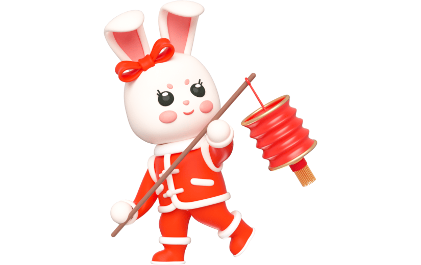 元素卡通3D年味兔子