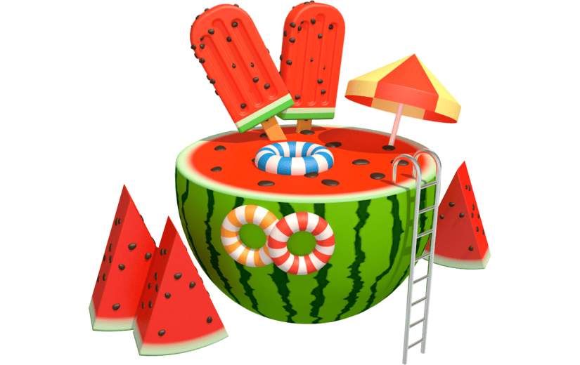 元素卡通3D创意西瓜场景