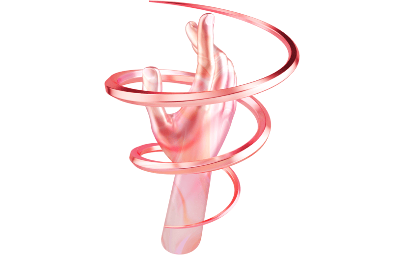 元素C4D立体粉色卡通唯美手势