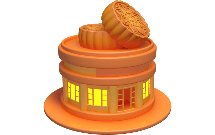 元素卡通3D中秋节月饼商店