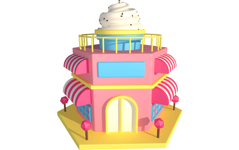 元素卡通3D甜品店