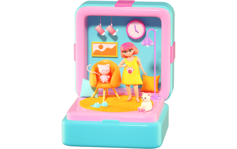 3D立体卡通创意手办盲盒居家小女孩戒指盒潮玩元素