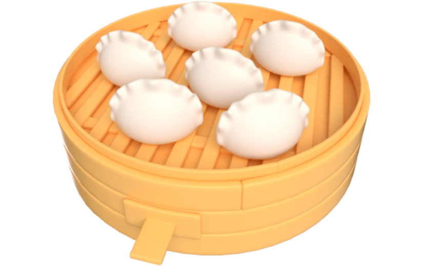元素卡通3D蒸饺