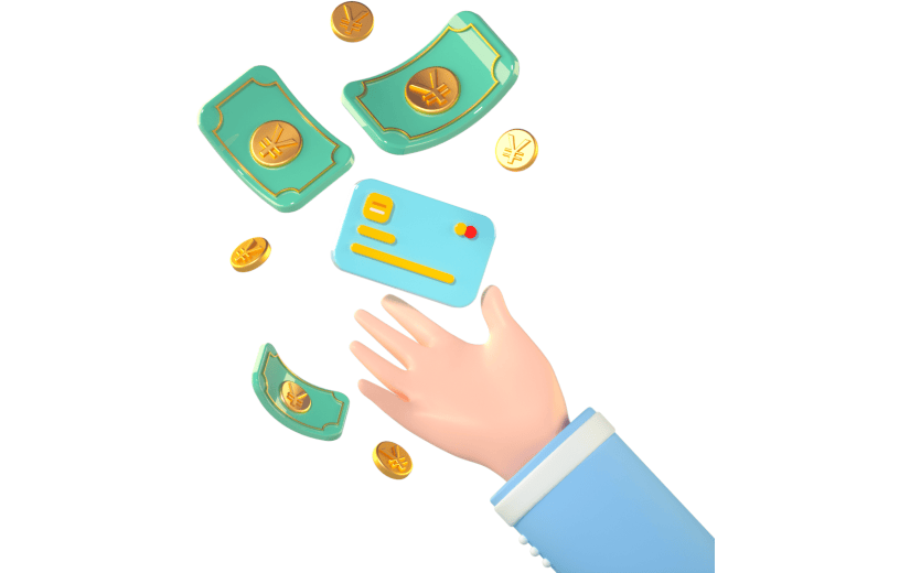 3D立体卡通创意信用卡支付消费促销活动元素