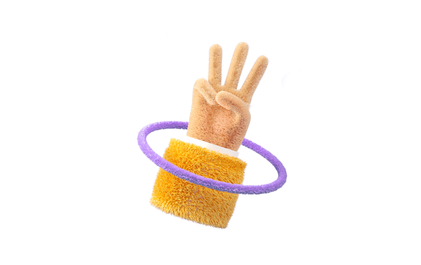 C4D毛绒手势倒计时3天3D元素