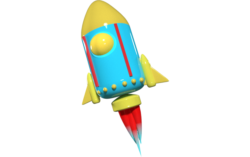 C4D蓝黄宇宙飞船3D元素