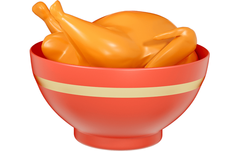 C4D红色烧鸡美味餐饮美食3D元素