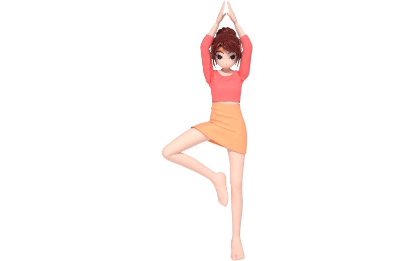元素3D卡通居家女孩做瑜伽健康生活