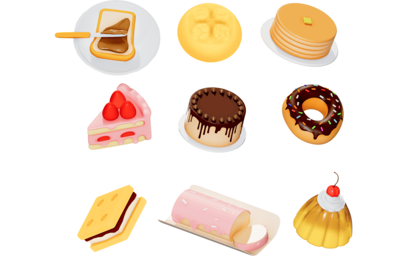 【自行裁剪】简约质感美食甜品3D素材