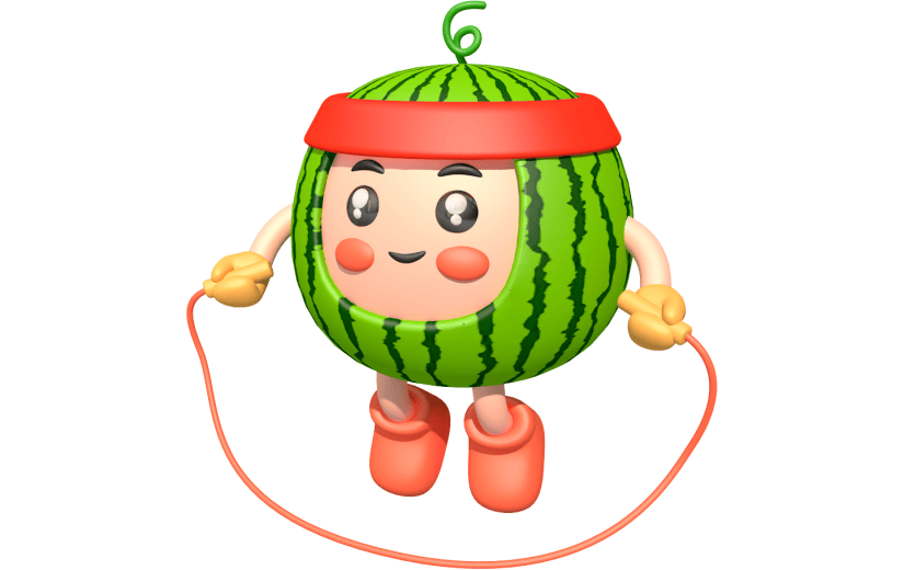 元素卡通3D健身水果西瓜