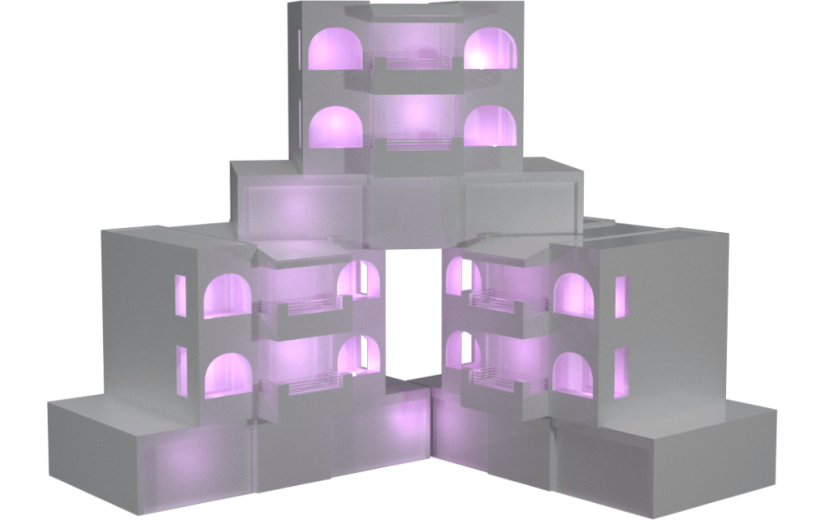 元素3D 建筑 剪纸风