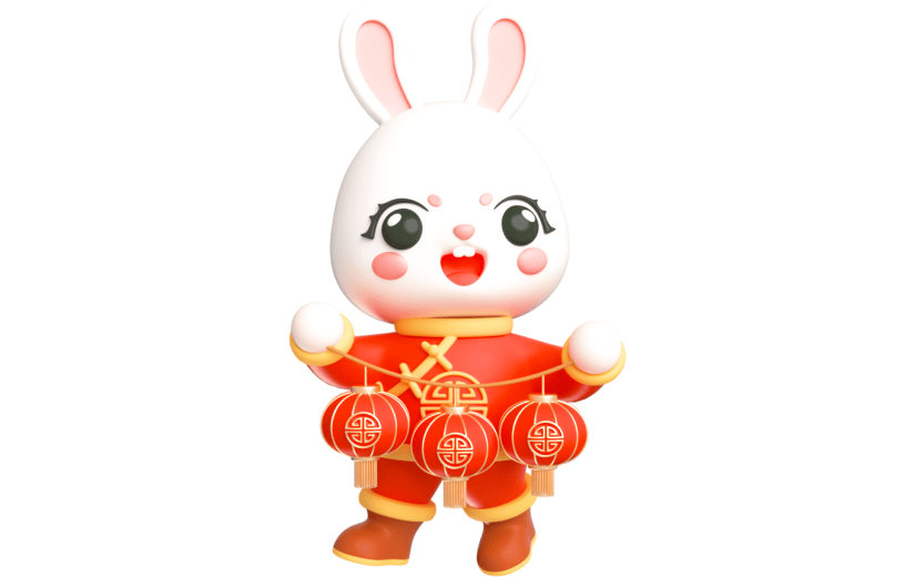 元素卡通3D年味兔子