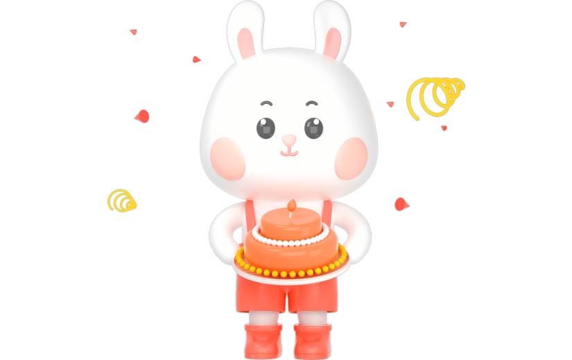 C4D小兔子手持生日蛋糕3D元素