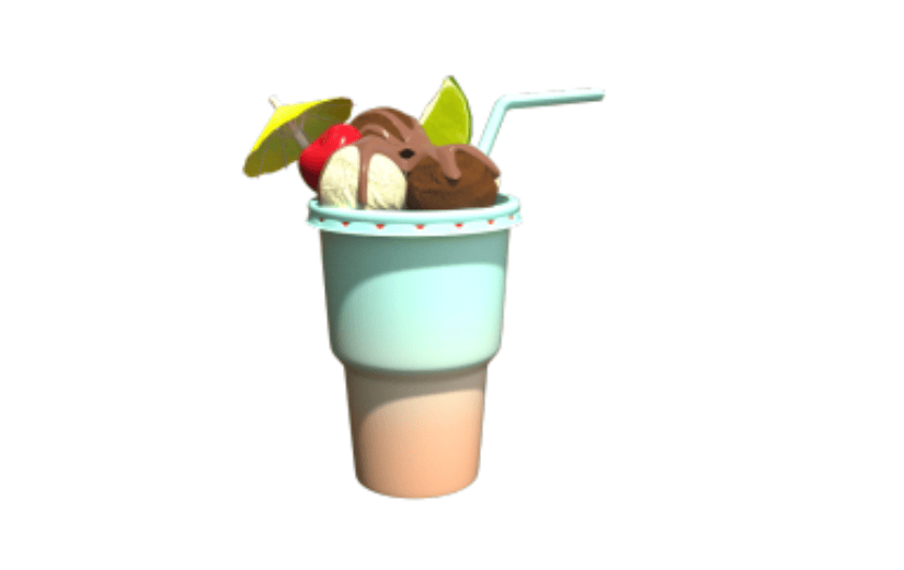 C4D日常元素卡通冰淇淋奶茶