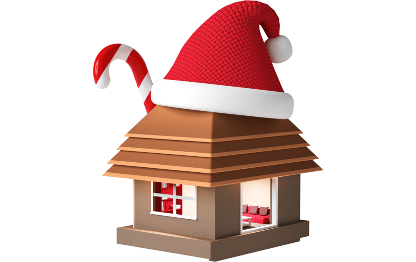 元素C4D立体灰色卡通圣诞小屋