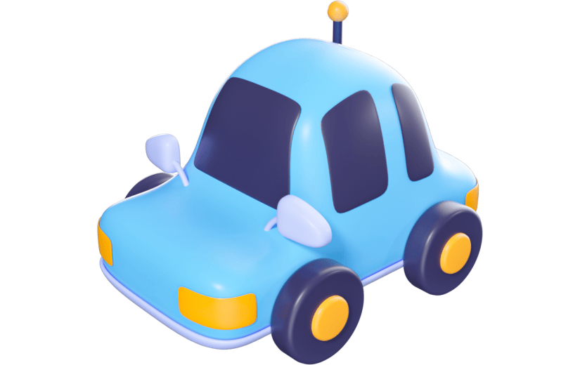 3D元素卡通蓝色小汽车