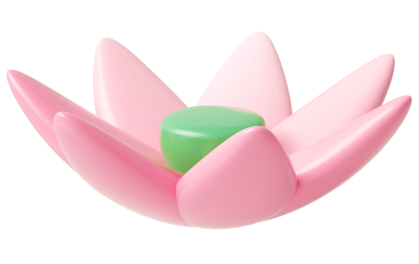 元素C4D立体粉色卡通荷花