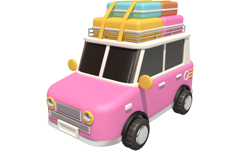 元素卡通3D旅行小汽车